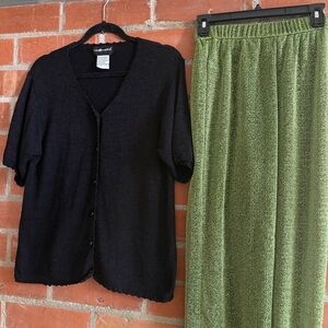 Light silk blend Black Button-Up short sleeve Cardigan shirt